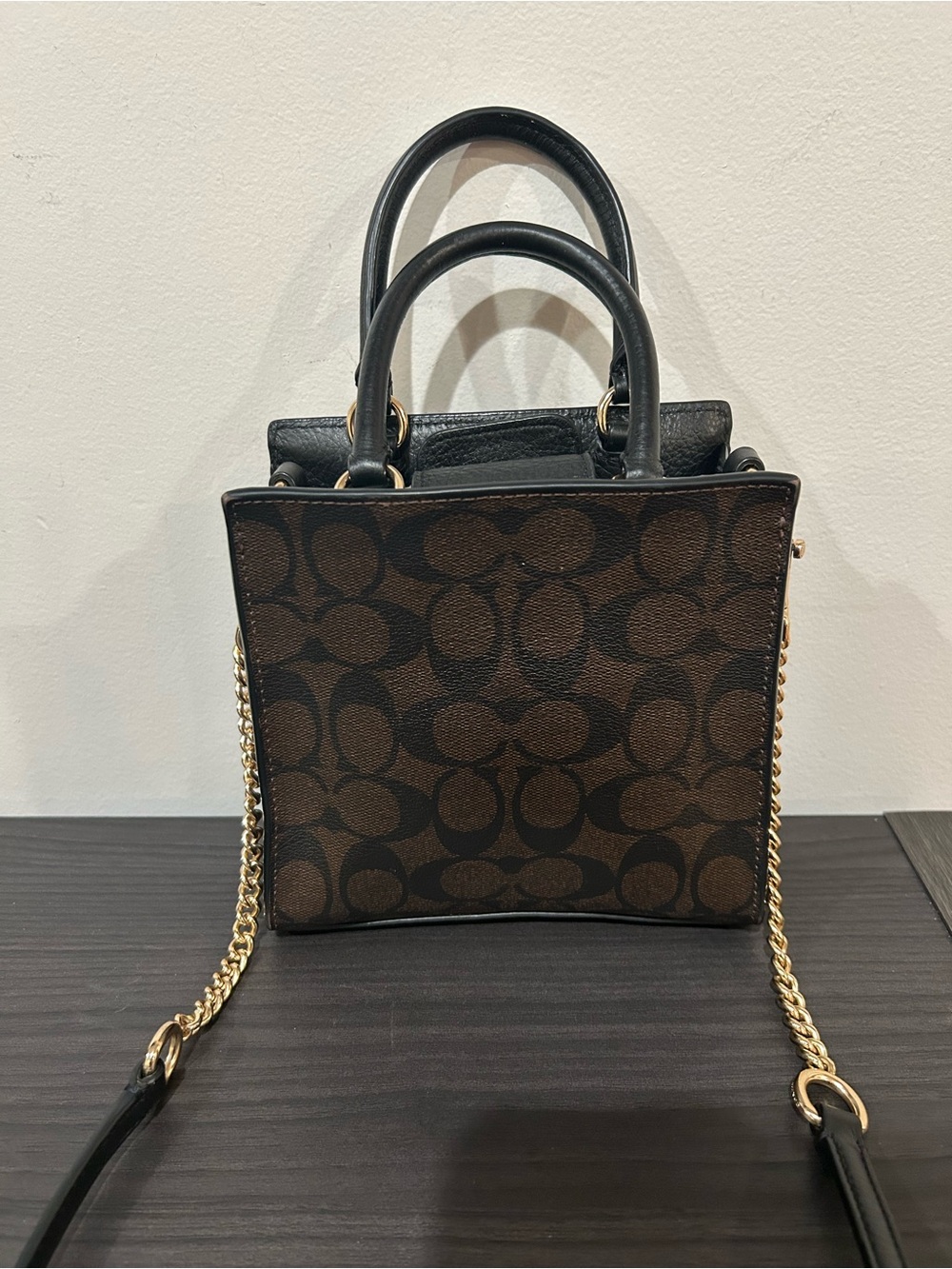 Coach Mini Pepper Crossbody in Signature Canvas with a black pebbled leather - Picture 3 of 12